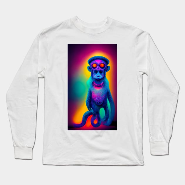 Psychedelic Monkey Long Sleeve T-Shirt by RichieDuprey